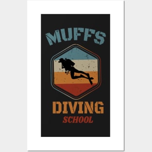 Muffs Diving School - Retro Diving Lover gift Posters and Art